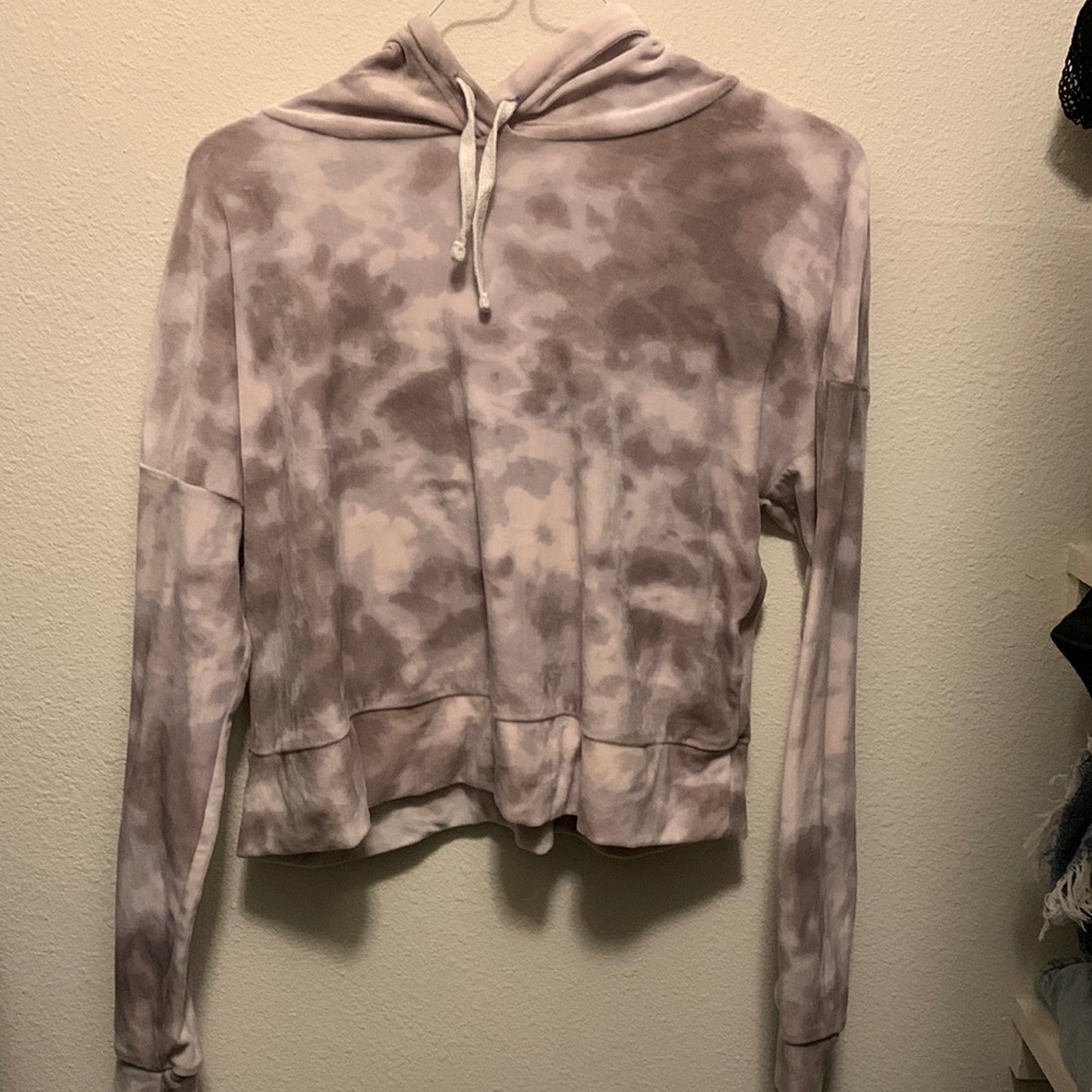 SO cropped hoodie tye dye size large pink and white